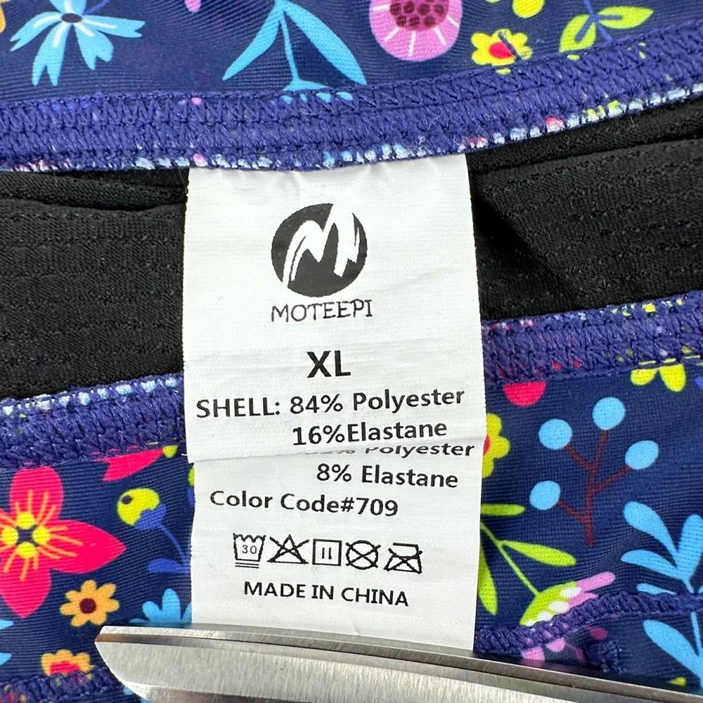 Moteepi Skort Skirt Golf Pickleball High Waist Stretch Floral Blue Womens XL